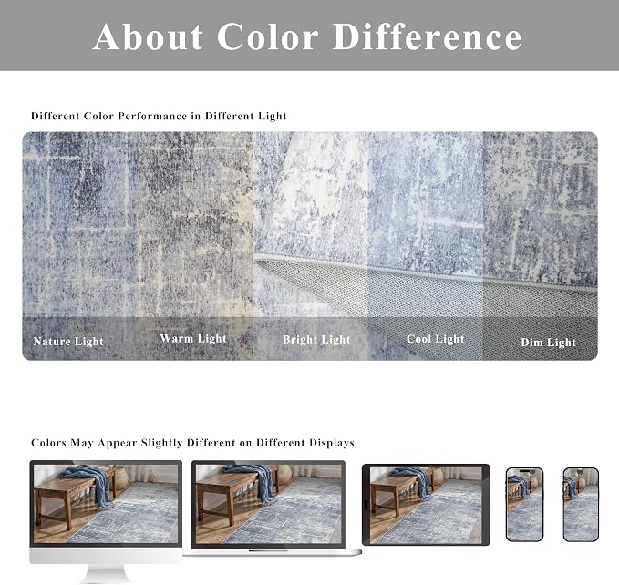 Washable 3x4 Kitchen Area Rugs: Abstract Stain-Resistant Sink Rug Non-Slip - Image 5