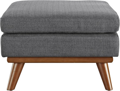 Modway Engage Mid-Century Modern Upholstered Fabric Ottoman in Gray - Image 4