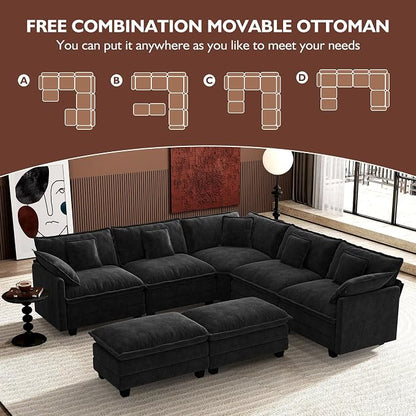 Ihanherry 114" V-Shaped Modern Sofa Modular Sectional Cloud Couch - Image 7