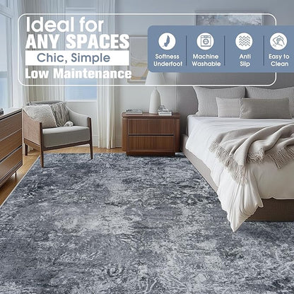 Aelenmu 10x14 Area Rugs for Living Room Washable Dining Room Black | Modern - Image 2