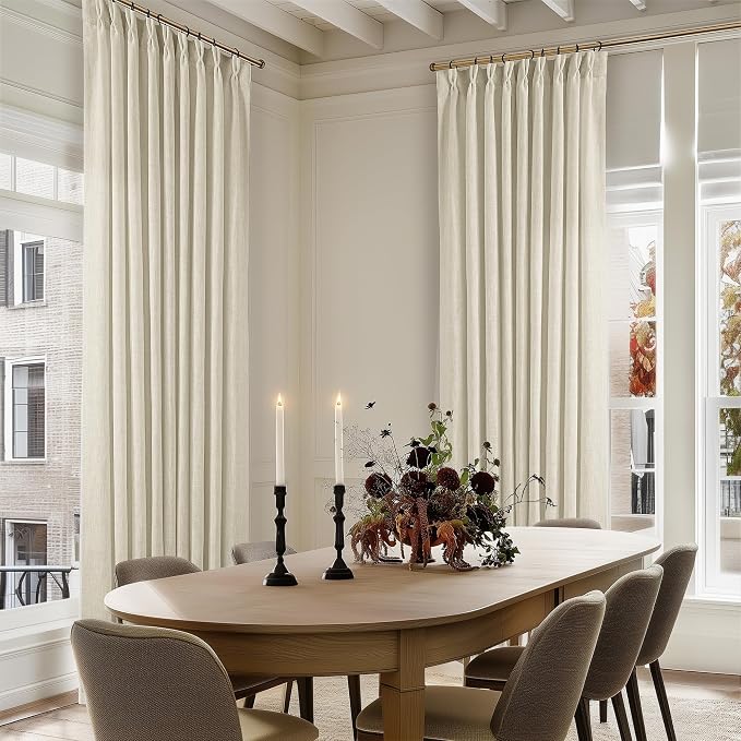 60 Inch Width 90 Inches Long Linen Pinch Pleated Curtains 1 Panel | Light - Image 7