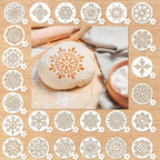 Coffee Latte Art Stencils - 25 Pcs Mandala Baking Stencils Decorating Template, Buttercream Sour Dough Bread Cookies Decorate Tools