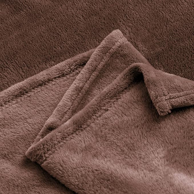 BEDELITE Fleece Blanket Soft Plush Queen Size Bed Blanket Brown 90"x90" | Ultra - Image 9