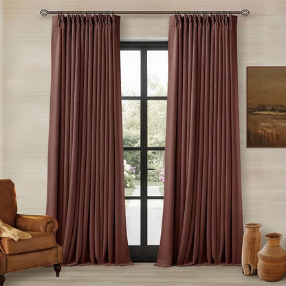 Chestnut Brown 100 Inch Floor Length Linen Blackout Curtains by Twodrapes