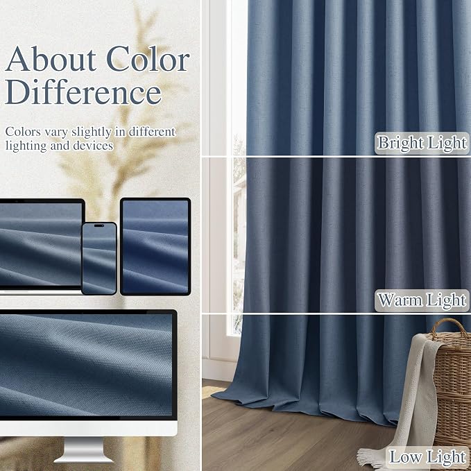 100% Blackout Curtains 102 Inch Length 2 Panels Set - Image 7