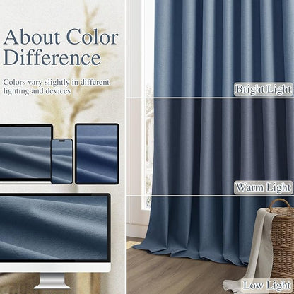 100% Blackout Curtains 108 Inch Length 2 Panels Set - Image 7