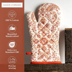 Maison d' Hermine Oven Gloves 100% Cotton Oven Mitt 7" x 13" with Loop Heat Resistant, BBQ, Cooking Gloves, Baking, Grilling, Kitchen, Handling Hot Pans (Pack of 1, Cachemire)