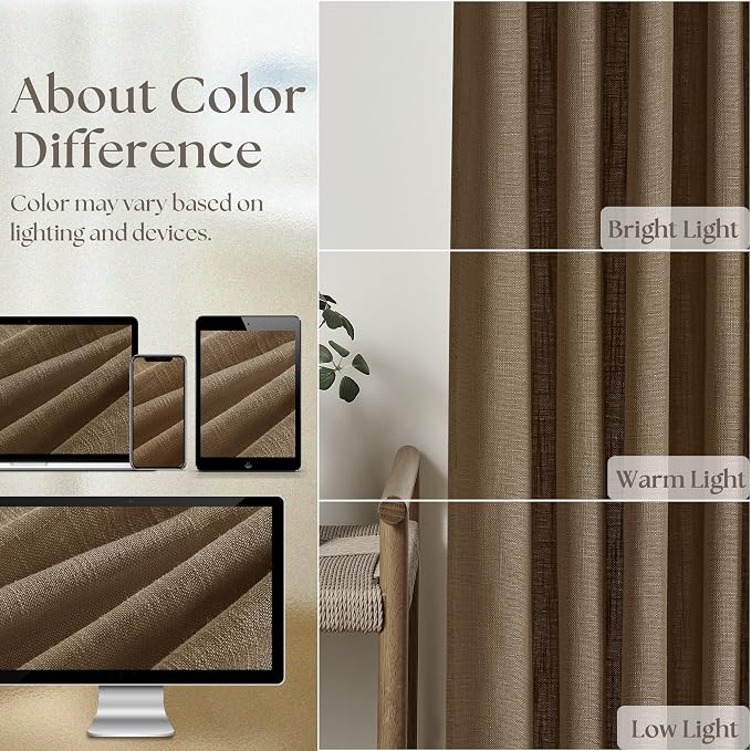 Dutch Cocoa Pinch Pleat Linen Curtains 92 Inches Long 60 Inch Wide 1 Panel | - Image 4
