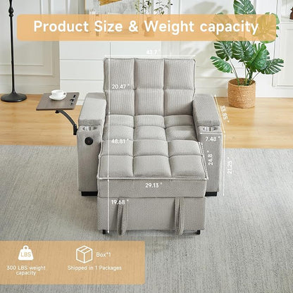 oaaktu Large Size Convertible Sleeper Chair Futon Sofa Bed, Comfortable Thick - Image 2