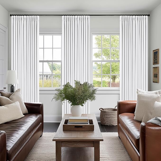 Snow White Pleated Linen 100% Blackout Curtains 84 Inches Long | Pinch Pleat - Image 9