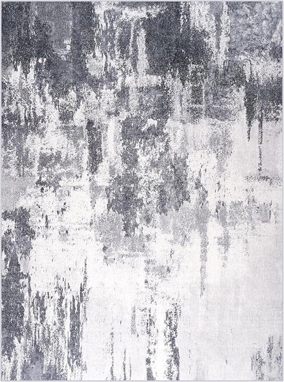 Area Rug 4x6 Dark Grey Rug Washable Boho Rugs Non Slip Low Pile Abstract Small - Image 7