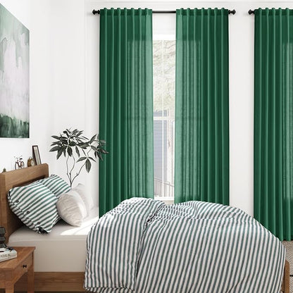 Extra Long Dark Green Linen Curtains 120 Inch - Image 7