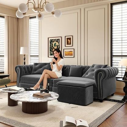 89" Velvet Pull Out Sofa Bed - Image 8