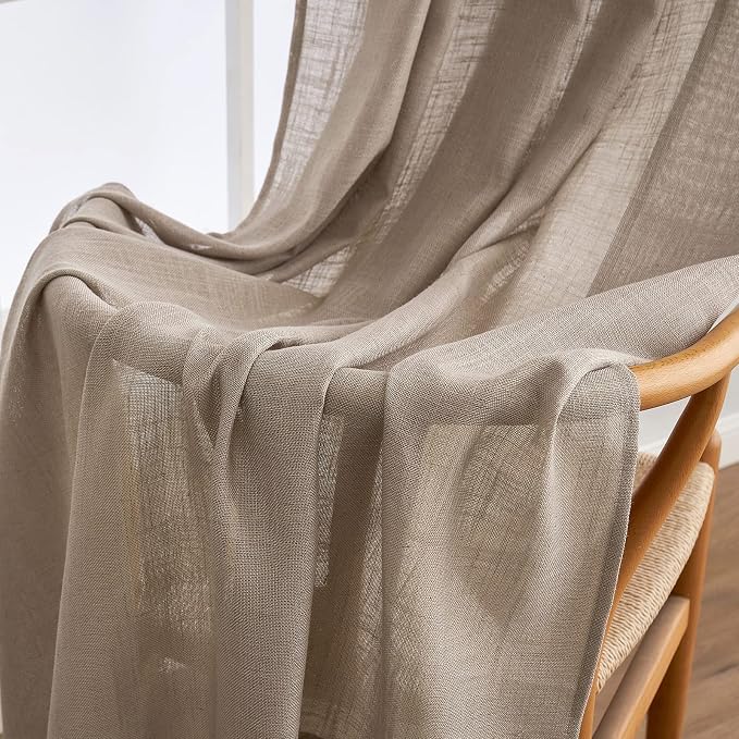 MIULEE Taupe Linen Curtains 52x84 Inch Length - Image 6