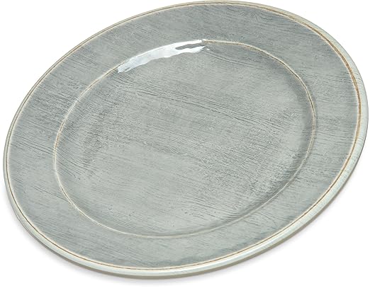 Carlisle FoodService Products Grove Reusable Plastic Plate Appetizer Plate with Rim for Home and Restaurant, Melamine, 7 Inches, Smoke, (Pack of 12)