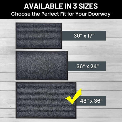 Front Door Mat, Indoor Outdoor Welcome Entryway Doormat, 48x36 Steel Gray | - Image 5