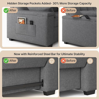 Gizoon 3 in 1 Convertible Sofa Bed, 63.6'' Pull Out Couch - Image 7
