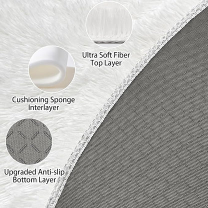 6x6 ft Tie Dye White Round Rug for Bedroom Room Fluffy Circle Rug Furry Carpet - Image 4