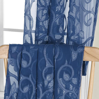 Furman Cafe Curtains 45 Inch Length 2 Panels Set, Elegant Geometric Jacquard - Image 6