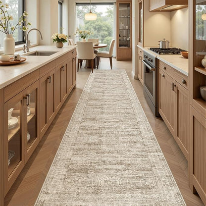 Soalmost Runner Rug 2x12 Washable Non-Slip Hallway Kitchen Runners Brown | - Image 2