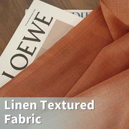95 Inch Long Terracotta Linen Sheer Curtains - Image 2
