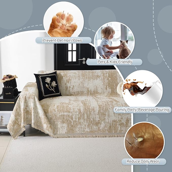 MYSKY HOME Couch Cover for Sectional Sofa Set for Dog Cat Pets Abstract - Image 3