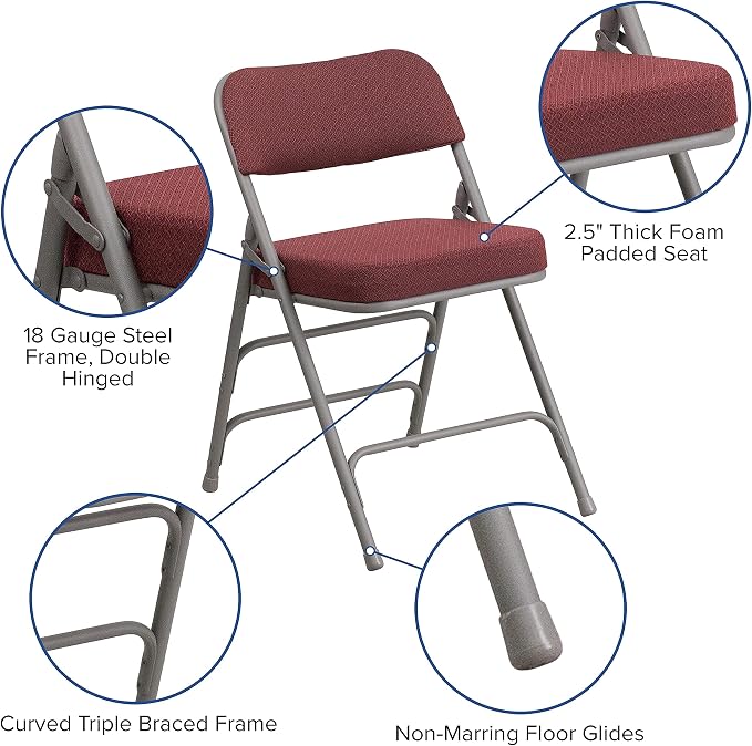 Flash Furniture 2 Pack HERCULES Series Premium Curved Triple Braced & Double - Image 6