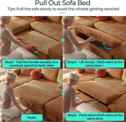 LINSY HOME Sectional Sleeper Sofa Pull Out Couches - Image 4