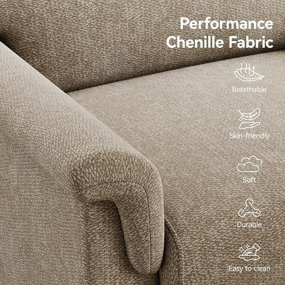 Mid Century Modern Accent Chairs Set of 2, Chenille Comfy Living Room Arm Chairs - Image 5