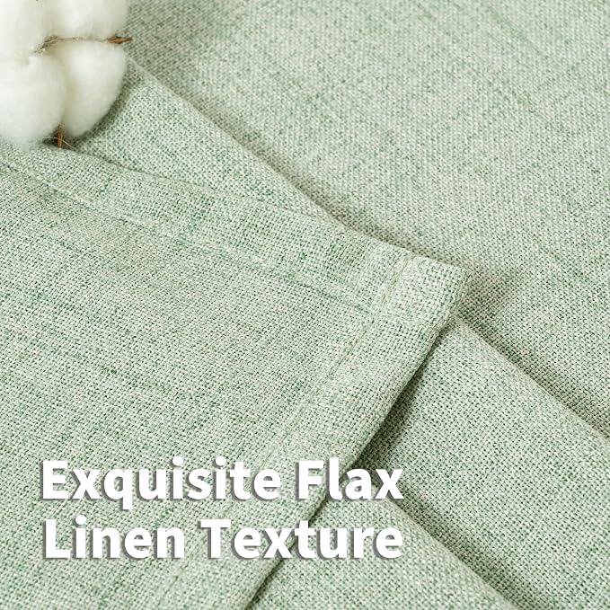 YoungsTex Sage Green Linen Curtains 68 Inch Length - Image 4