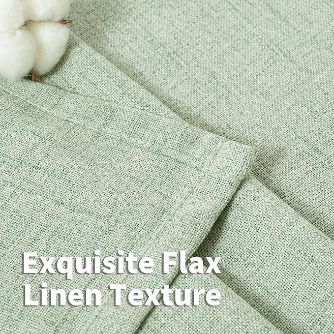 YoungsTex Sage Linen Curtains 63 Inch Length, Light Filtering Window Drapes - Image 4