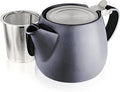 Tealyra - Pluto Porcelain Small Teapot Black - 18.2-ounce (1-2 cups) - Matte Finish - Stainless Steel Lid and Extra-Fine Infuser To Brew Loose Leaf Tea - 540ml