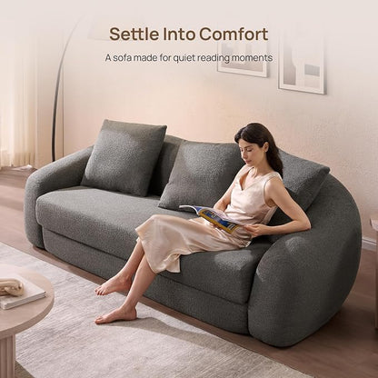 SICOTAS 90.6" Curved Convertible Sofa Couch Bed - Image 4