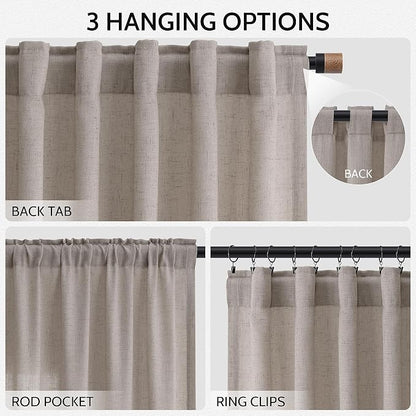 Stone Beige Curtains 90 Inches Long - Image 2
