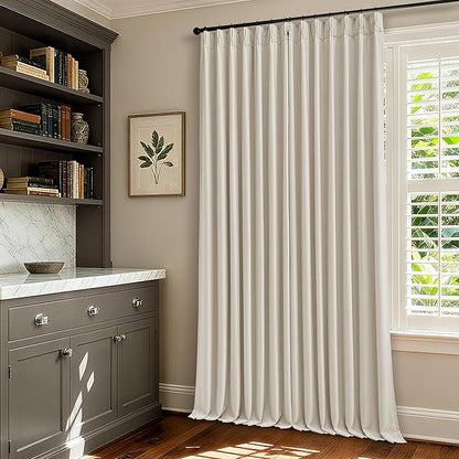 Natural Extra Wide Pleated Linen Blackout Curtains 84 Inches Long 70W x 84L | - Image 8