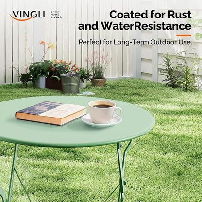 VINGLI Outdoor Folding Bistro Table and Chairs Set of 2, 3-Piece Bistro Set - Image 6