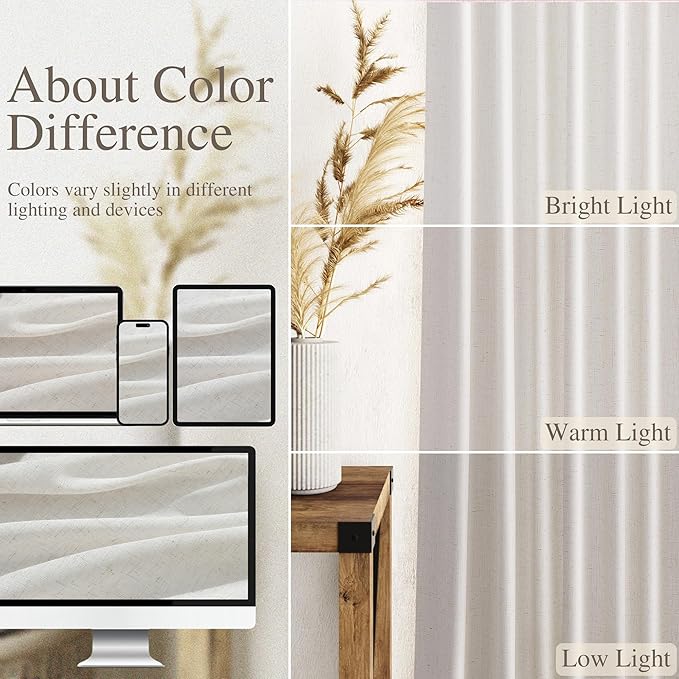 Natural Linen Curtains 96 Inches Long - Image 3