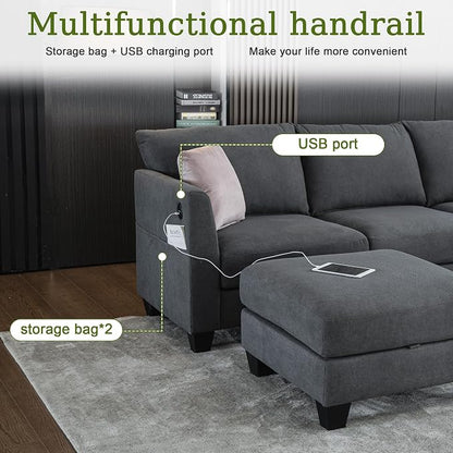 150.4" Large Sectional Couches for Living Room, 8 Seater L Shaped Modular - Image 6