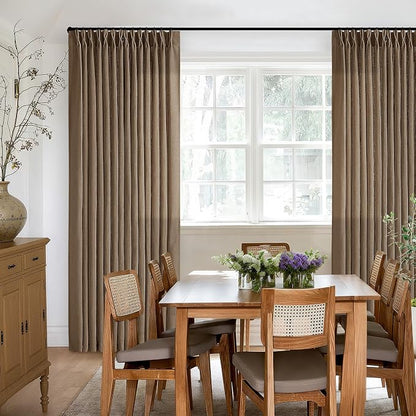 Linen Pleat Semi Sheer Dutch Cocoa Memory Training Curtains 100 Inches Long | - Image 9