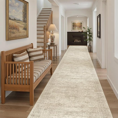 Soalmost Washable 3x16 Hallway Runner Rug Non-Slip Kitchen Entry Rugs Beige | - Image 4