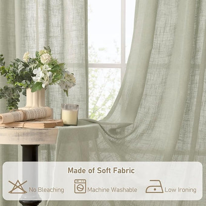 Sage Grey Linen Kitchen Curtains 30 Inch Length - Image 8