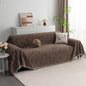 MYSKY HOME Boho Couch Cover Deep Chocolate Sofa Covers Washable, Farmhouse Sofa by MYSKYHOME