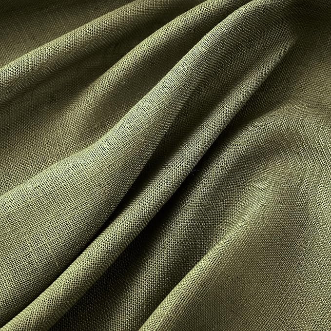 MIULEE Light Olive Green Linen Curtains 52x72 Inch Long 2 Panel - Image 4