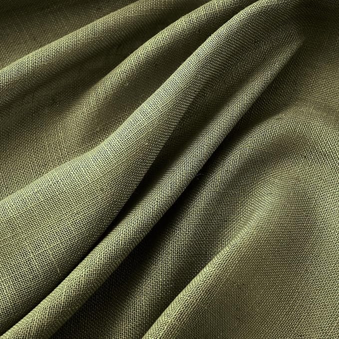 MIULEE Light Olive Green Linen Curtains 52x84 Inch Long 2 Panel - Image 4