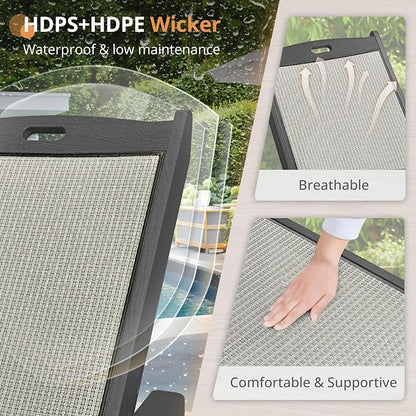 LUE BONA Chaise Lounge Chair Outdoor, HDPS and HDPE Wicker Material, Patio - Image 4