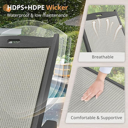 LUE BONA Chaise Lounge Chair Outdoor Set of 4, HDPS and HDPE Wicker Material - Image 4