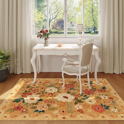 DUKINO 3x5 Area Rug, Floral Washable Rug - Image 3
