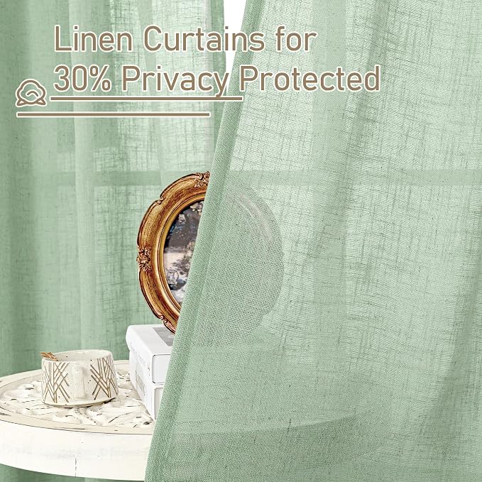 Semi Sheer Linen Curtains 63 Inch - Image 5