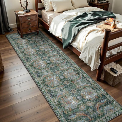 2x10 Hallway Runner Rug, Washable Vintage Retro Long Runner Rugs - Image 4