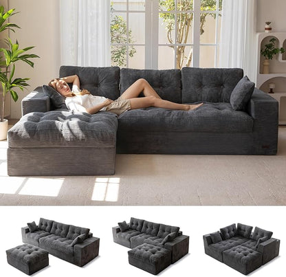 MAXYOYO 104" L Shaped Modular Sectional Sofa by MAXYOYO